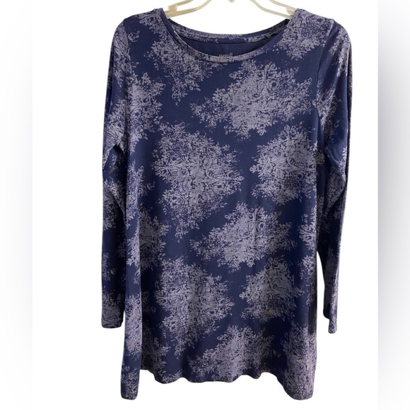 J Jill super soft tunic navy blue grey long line crewneck long sleeve Medium - Picture 1 of 6